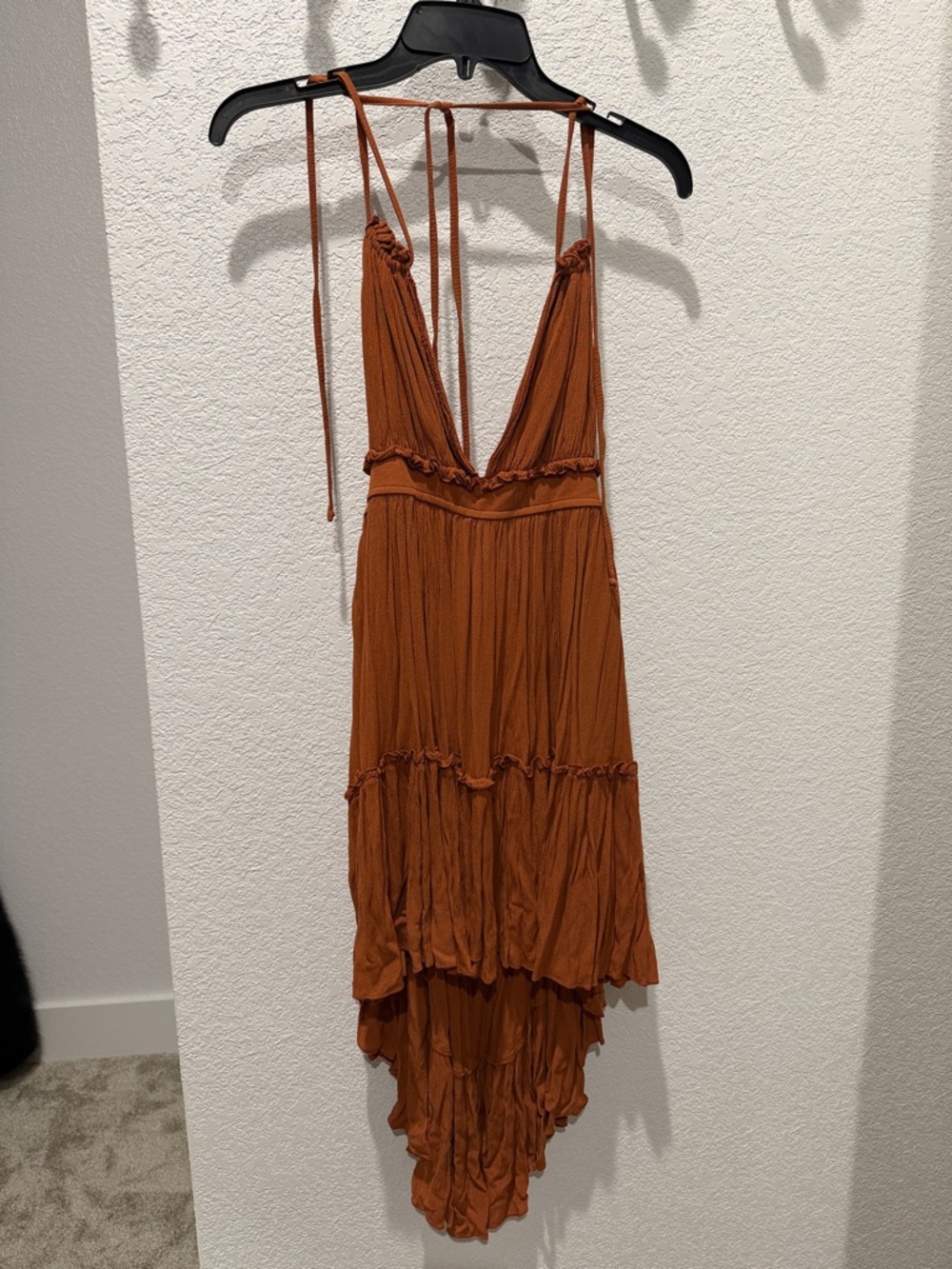 Rust Colored Tiered High-Low Sundress